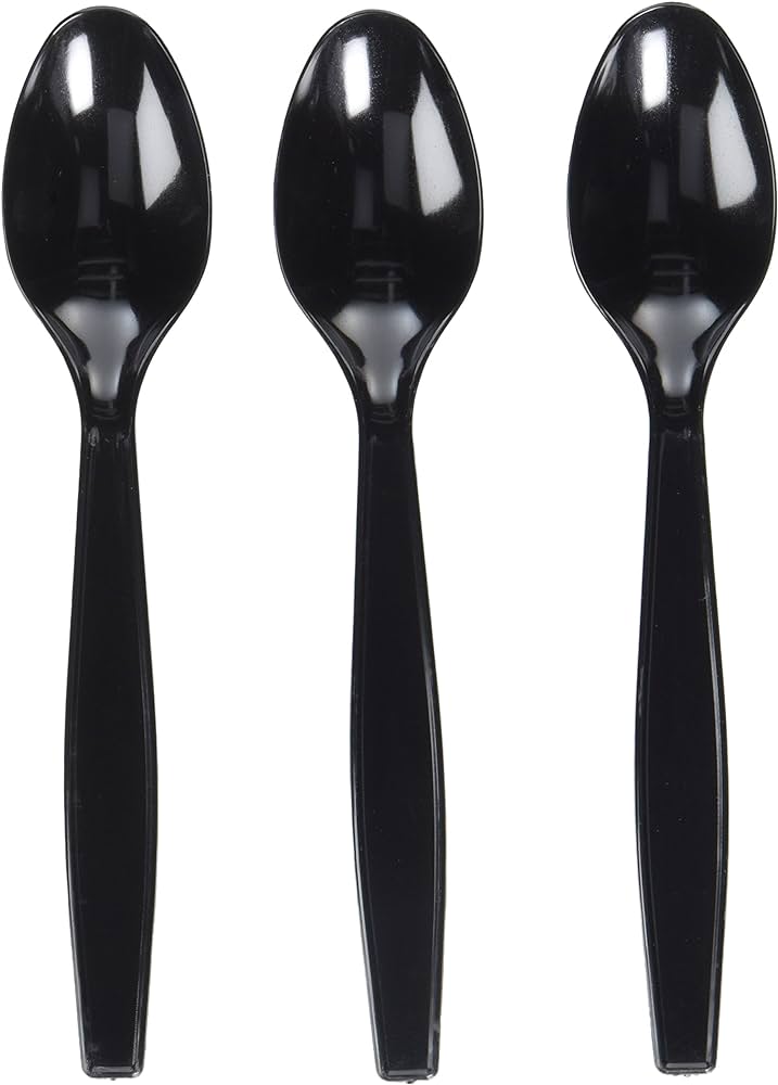 Plastic Lepel/Spoon zwart 17,5cm (50st/pak)