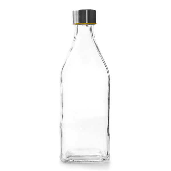 Bottle + Steel stopper 1000ml 8,8x25,8cm clear glass (per stuk)