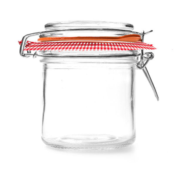 Jar clip lid + vichy paper 250ml 8,5x10cm clear glass (per stuk)