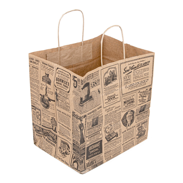 SOS Bag with Handles Traiteur "Times" 26+20x27cm Natural Kraft (250stuks/doos)