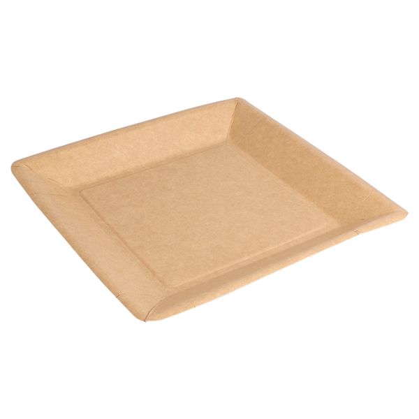 Square Bio-Lacquered plates 23x23cm Natural cardboard (20st/pak)