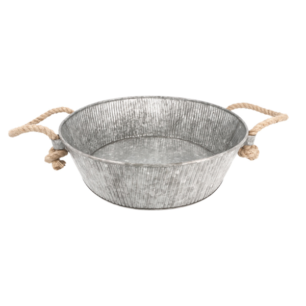 Round tray with handles 35,5x11cm galvanized steel (per stuk)