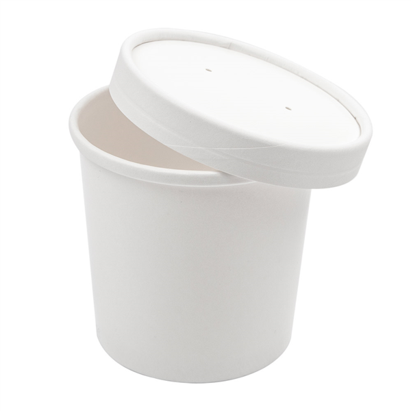 Round ( soup ) Countainers + Lids 360ml ( 12oz ) White Cardboard (25st/pak)