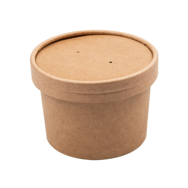 Soepbeker met deksel 8oz / 240ml Natural Kraft (25st/pak)