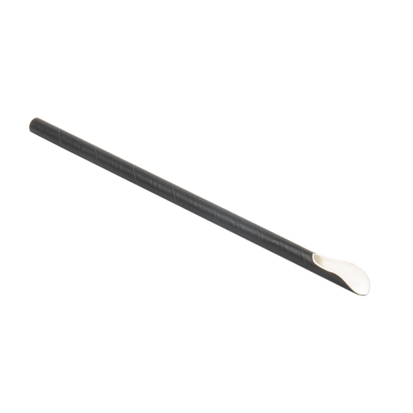 Spoon Paper Smoothie Straws / Lepel rietje Black Paper (100st/pak)