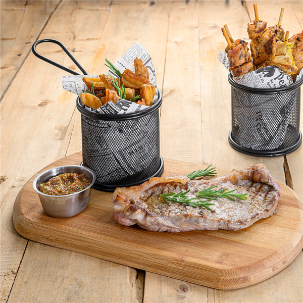 Mini Fryers Round Black Steel 9x8cm (per stuk)