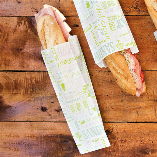 Baguette Bags "Parole" 9+4x30cm White greaseproof (500st/pak)