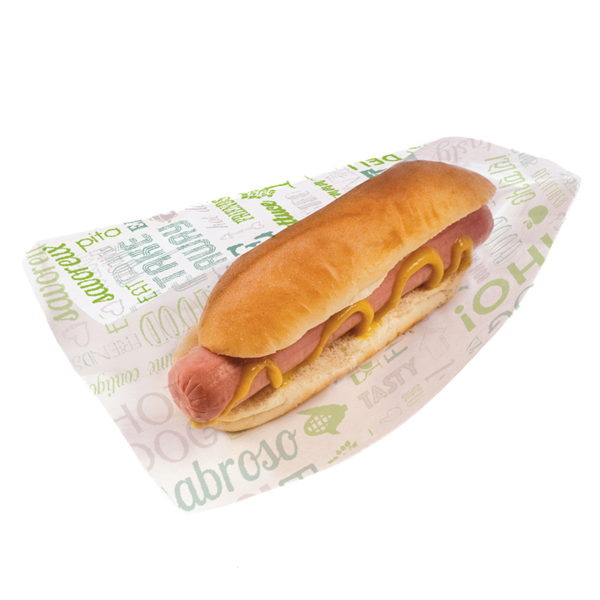 Hotdog Bag 2 sides open design "Parole" 9+3x22cm White greaseproof (500st/pak)
