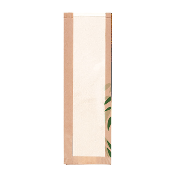 Bread Bags with window "Classic" Feel Green 14+4x48cm Natural Kraft (250st/pak)