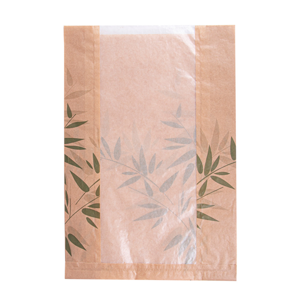 Bread Bags with eco window "Feel Green" 26+10x38cm Natural Kraft (125st/pak)