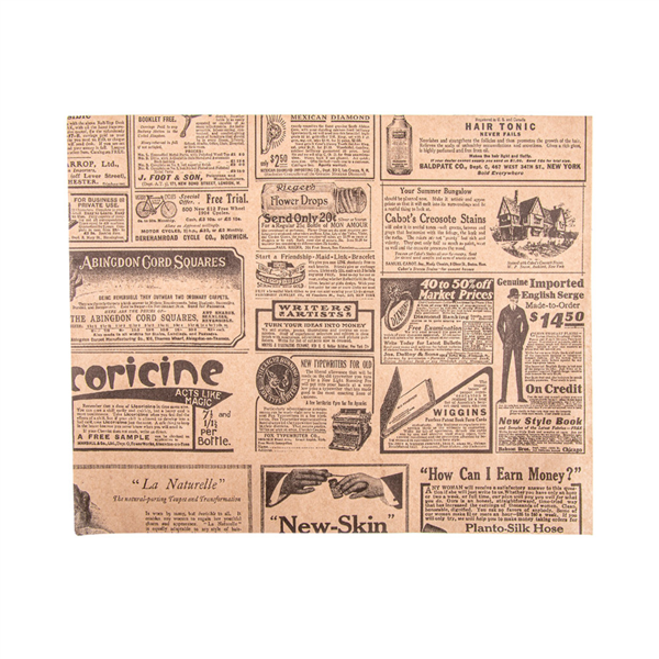 Mini basket wrapping paper "Times" 20x25cm Natural greaseproof (1000st/pak)