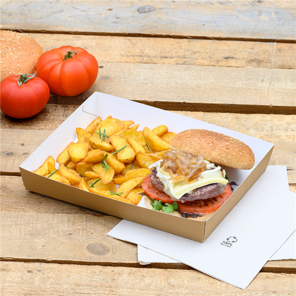 Food Carry Tray "The Pack"  250gr 25,5x18x3,7cm Natural Kraft Nano-Micro Corrugated Cardboard (65st/pack)
