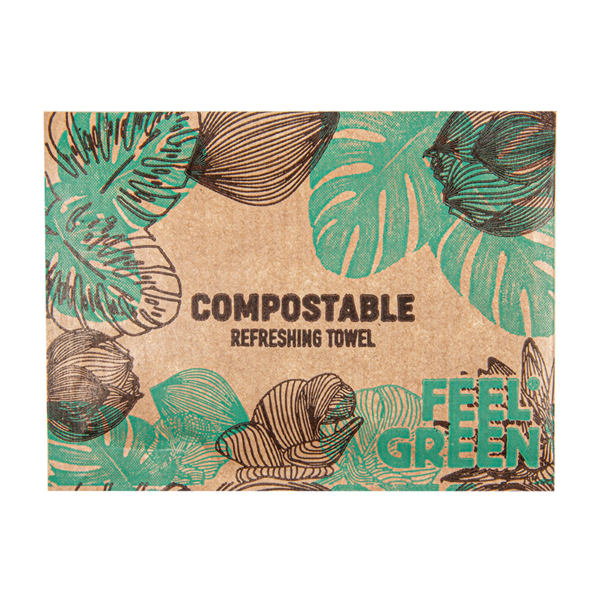 Refreshing Compostable Wipes "Citron" Kraft 6x8cm (500st/doos)