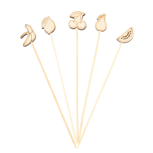 Decorated picks "Fruits" 12cm Assorted Bamboo (100st/pak)