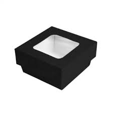 Small boxes + lids with window 1000ml 18,5x18,5x4cm black (50st/pak)