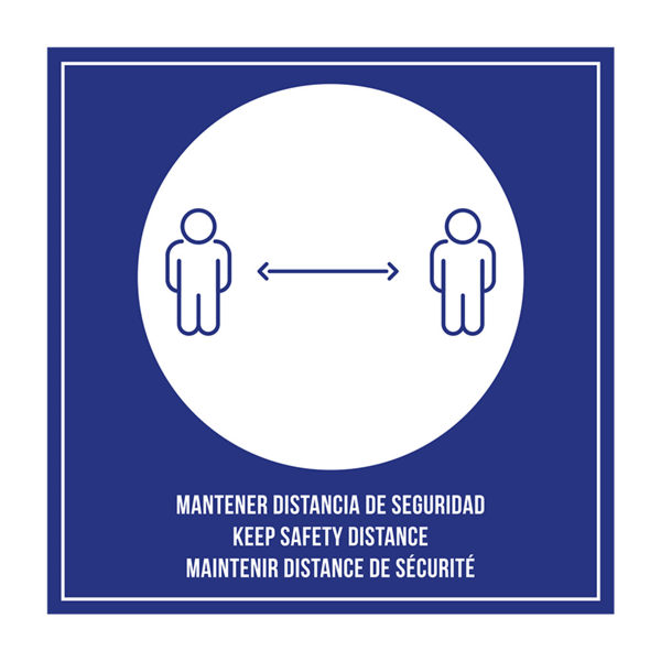 Self-adhesive sign "Keep Safety Distance" 12x12cm Blue/White (per stuk)
