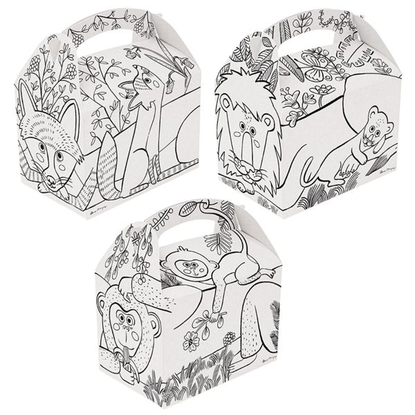 Gable Box - Children Box - Design for colouring 17x16x10cm White Cardboard (50st/pak)