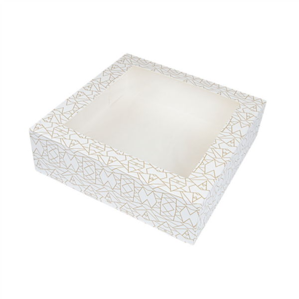 "The Pack" Cake Box with Window 32x32x10cm White Nano-Micro Corrugated Cardboard (50st/pak)