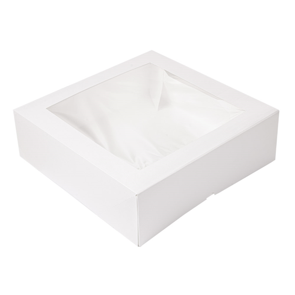 "The Pack" Cake Box with Window 32x32x10cm White Nano-Micro Corrugated Cardboard (50st/pak)