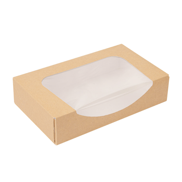 "The Pack" Sushi Box met venster 19,7x12x4,5cm Natural Kraft Nano-Micro Corrugated Cardboard (50st/pak)