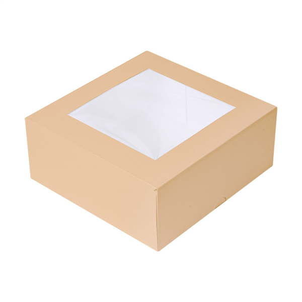 "The Pack" Cake Boxes with Window 18x18x7,5cm Natural Kraft Nano-Micro Corrugated Cardboard (50st/pak)