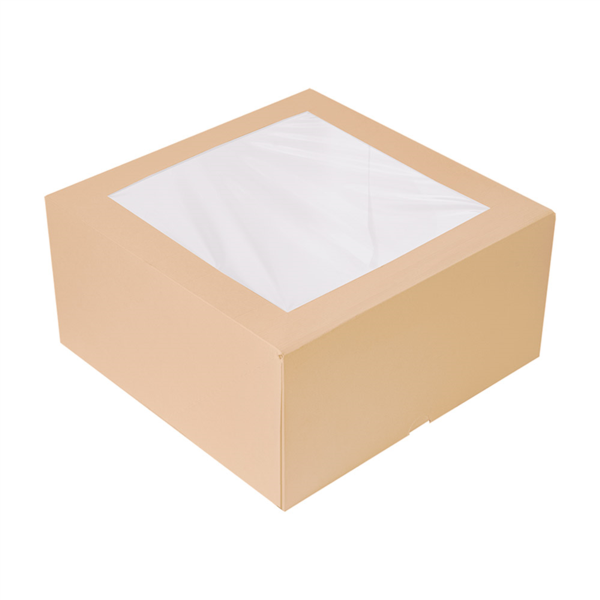 "The Pack" Cake Box with Window 24x24x12cm Natural Kraft Nano-Micro Corrugated Cardboard (50st/pak)