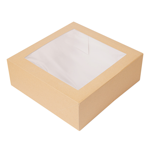 "The Pack" Cake Boxes with Window 28x28x10cm Natural Kraft Nano-Micro Corrugated Cardboard (50st/pak)