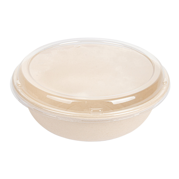 Combo salad bowl + lid "Bionic" 19x7,8cm Natural Bagasse 950ml (50st/pak)