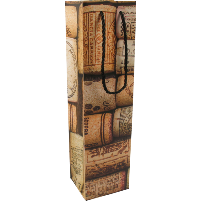 Papieren Wijnfles Tas "Corck" 10x9x38cm (Per stuk)