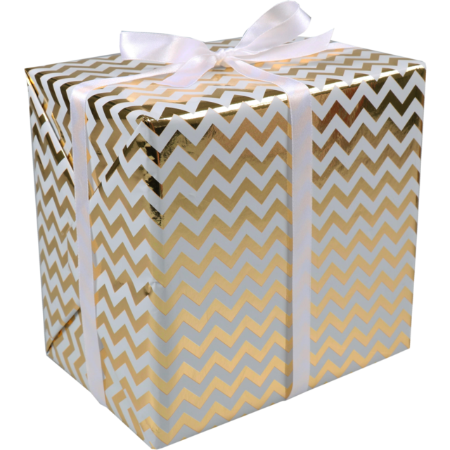 Lovly kadopapier Chevron Wit/Goud 50cm x 200m (per rol)