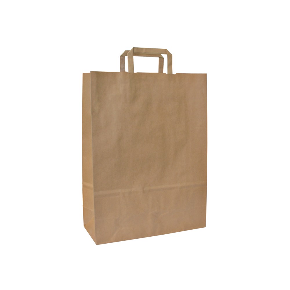 Draagtas papier 80 grs Bruin 250 st/ds  32+15x43 cm