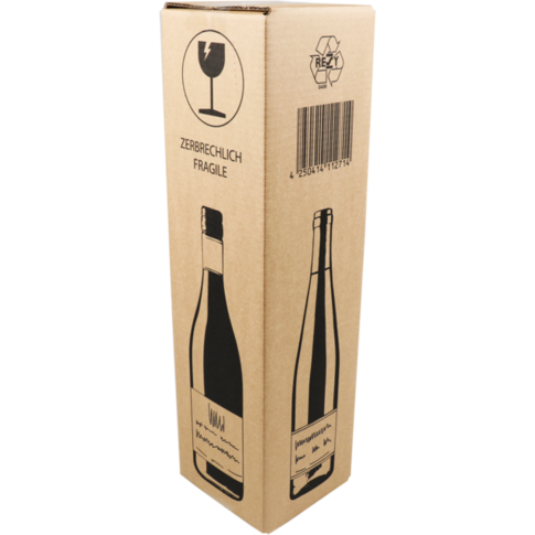 Wijndoos / Wijnverzenddoos 1-fles (Kraft met opdruk) per stuk