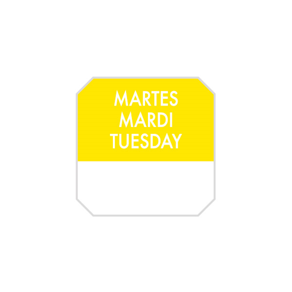 Zelfklevende labels "Tuesday" 2,5x2,5cm Yellow (1000 stuks)