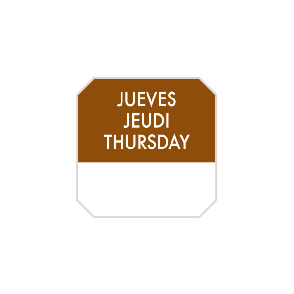 Zelfklevende labels "Thursday" 2,5x2,5cm Brown (1000 stuks)