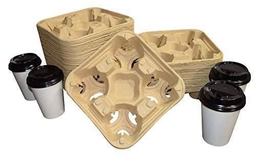 [20972FLUR1] 4-slot Beverage Carrier Molded Fibre / Flurry 4-cup Kraft 8-22 oz 75 st/pk