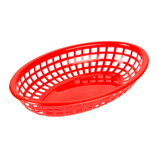[208.54] Oval Baskets 24x15x4,5cm Red PP (per stuk)