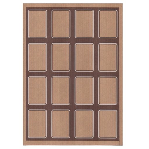 [209.63] 100 sheets Din A4 16 rectangular labels 4,5x6,5cm Kraft paper