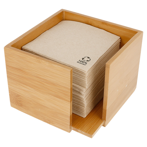 [210.39] Napkin Dispenser Natural Bamboo 13,5x13,5x10cm (per stuk)