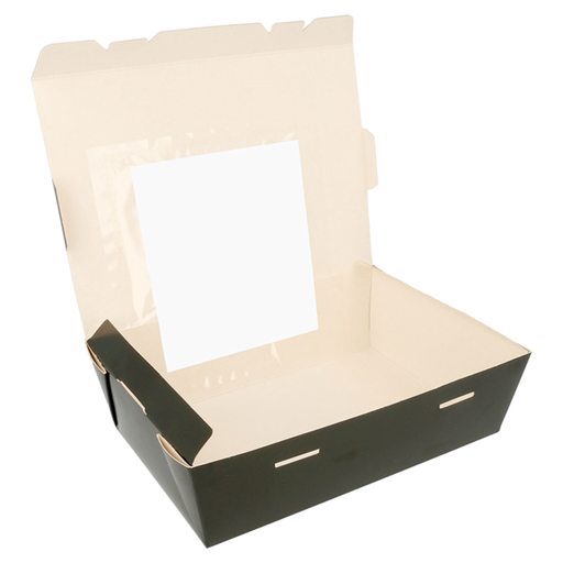 [216.69] Rectangular Boxes with Frontal Window 1350ml 15,3x12,1x6,4cm Black Cardboard (50st/pak)