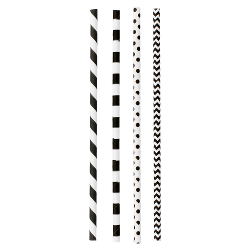 [220.24] Paper straws unwrapped "stripes & polka dots" 20cm (200st/pk)