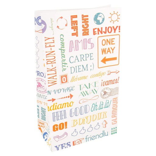 [222.33] SOS Bags without handles "Parole" 70gsm 14+8x24cm 4lbs (1000st/doos)