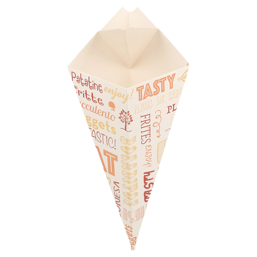 [222.94] fries cones with flaps / karton puntzak "parole" 21x12,5cm Cardboard (200st/pak)