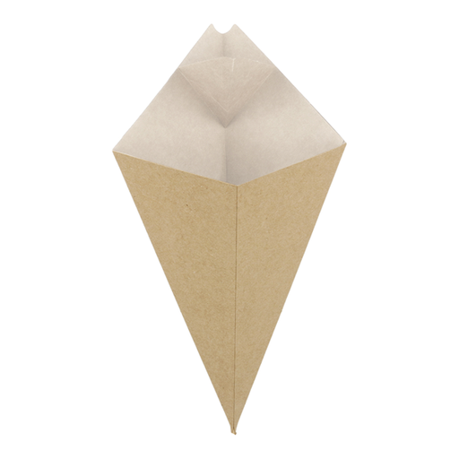 [222.96] Fries cones with flaps / karton puntzak The Pack 21x12,5cm Natural Kraft (200st/pak)