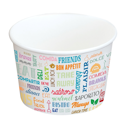 [224.04] Bucket Cups "Parole" 1000ml (32oz.)13,5x10,4cm White cardboard (50st/pak)