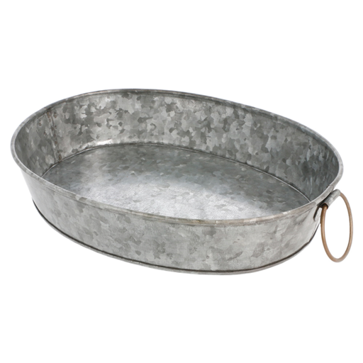 [225.73] Oval Tray Galvanized Steel 25,5x20,5x5cm (per stuk)