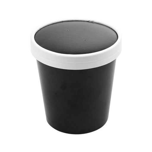 [226.43] Soup Containers+Lids 480ml (16oz) Black Cardbord (25st/pak)