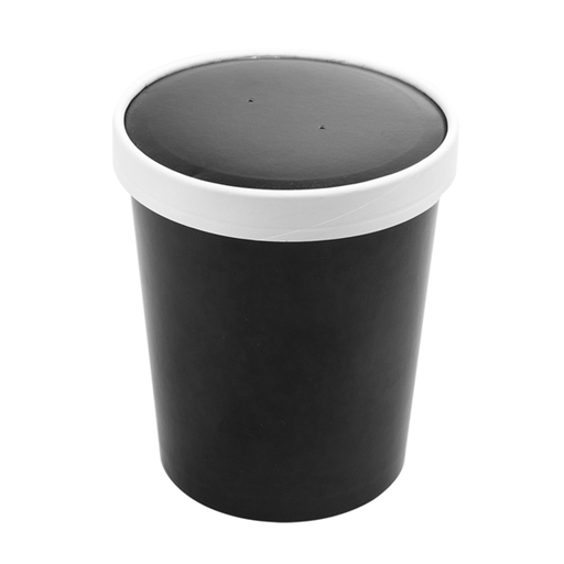 [226.49] Soup Containers+Lids 960ml Black Cardbord (25st/pak)