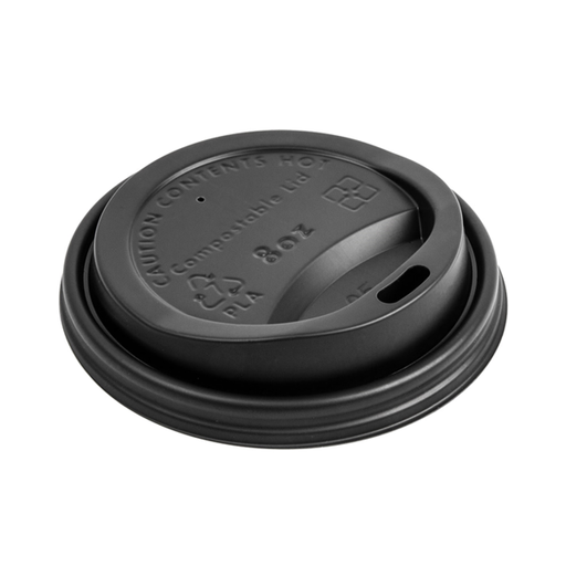 [228.74] Lids for cups 240ml "biodegradable" Black CPLA (50st/pak)