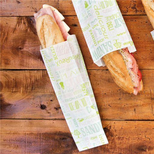 [229.22] Baguette Bags "Parole" 9+4x30cm White greaseproof (500st/pak)