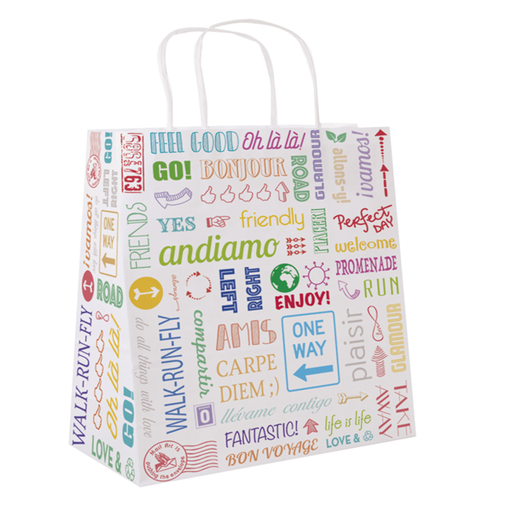 [230.05] SOS Bag with handles "Parole" 80gsm 26+14x32cm White (250st/doos)